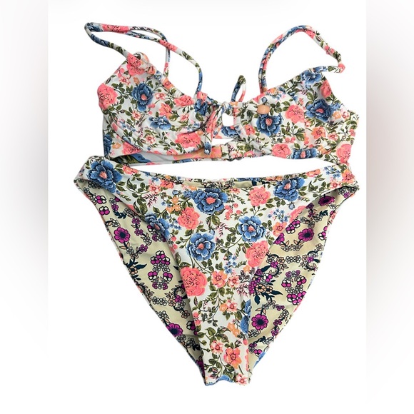 Maaji Other - Maaji Floral Two-Piece Bikini Set Reversible Bottom Sz S